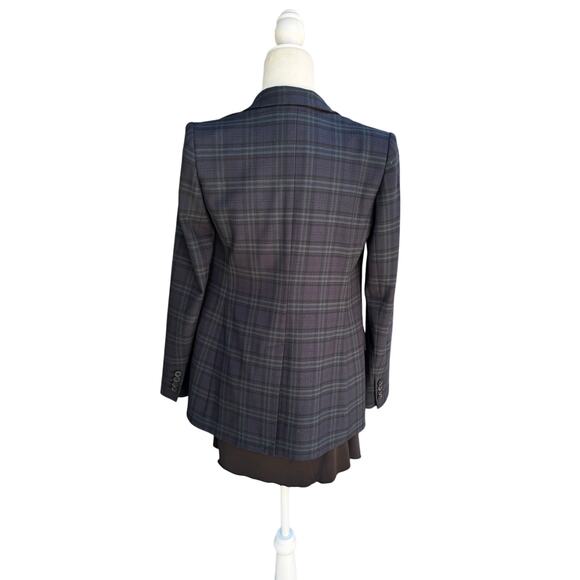BABATON x ARITZIA Samuel Double Breasted Blazer Navy Everest Green Plaid SZ 0/XS - Picture 4 of 9